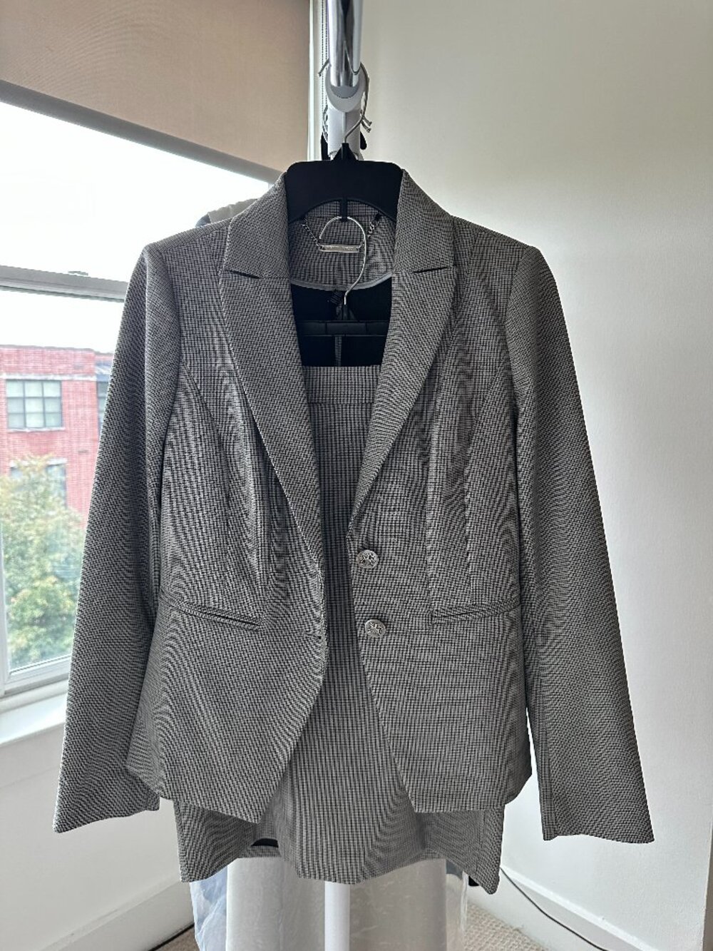 White House Black Market Houndstooth Double-Breasted Blazer Size 0